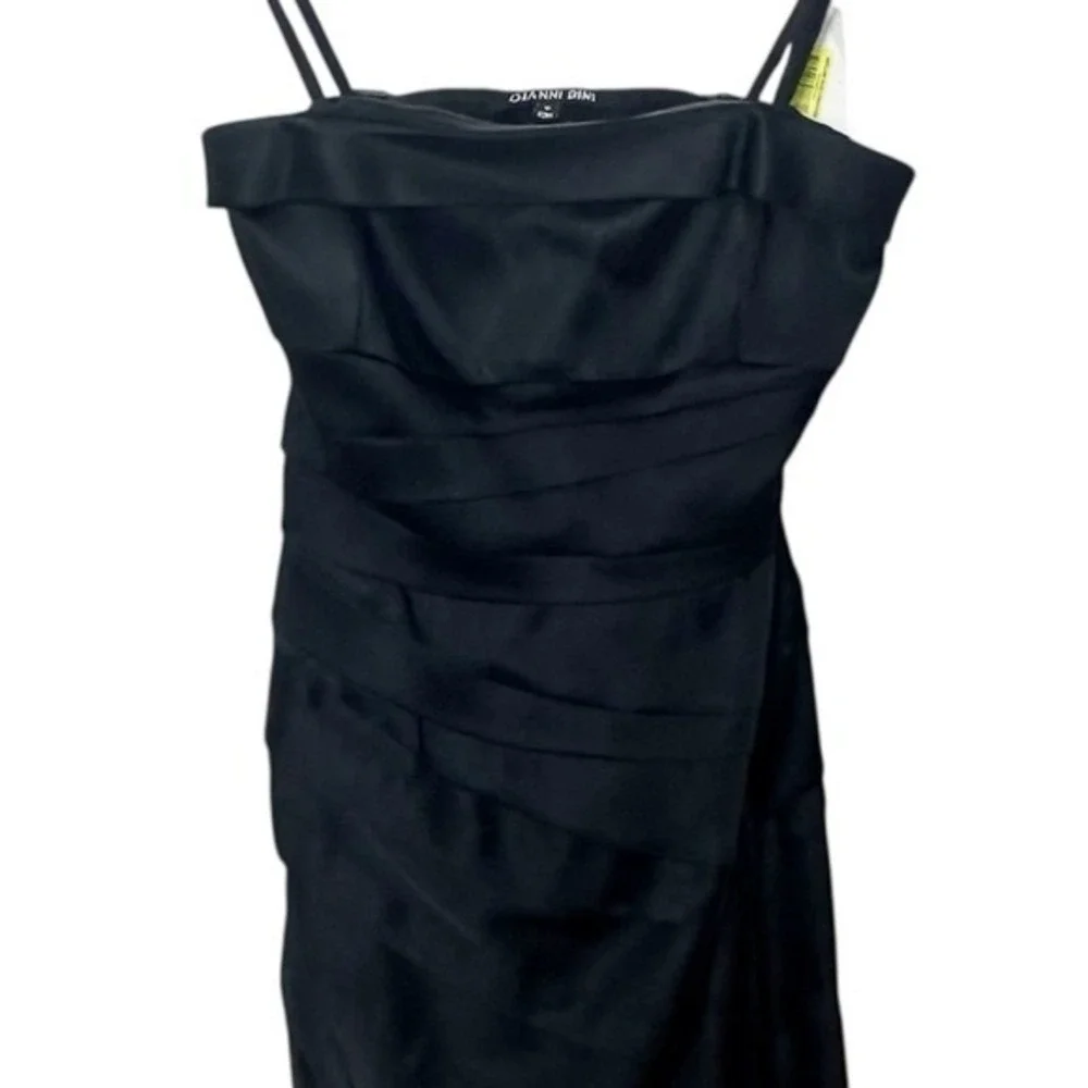 Gianni Bini NWT Black Satin Ruched Strapless Cocktail Dress Women's Size 0 Party